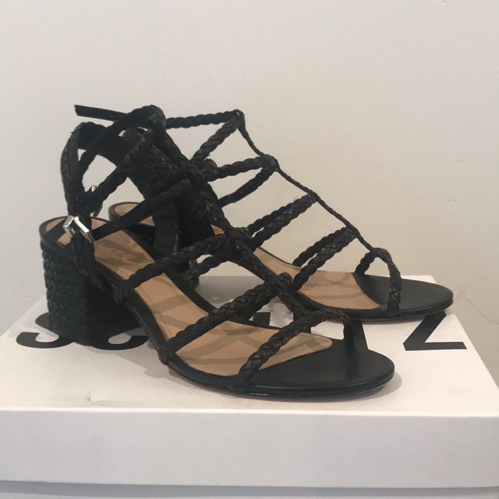 Black Braided Strappy Schutz Sandals - 8